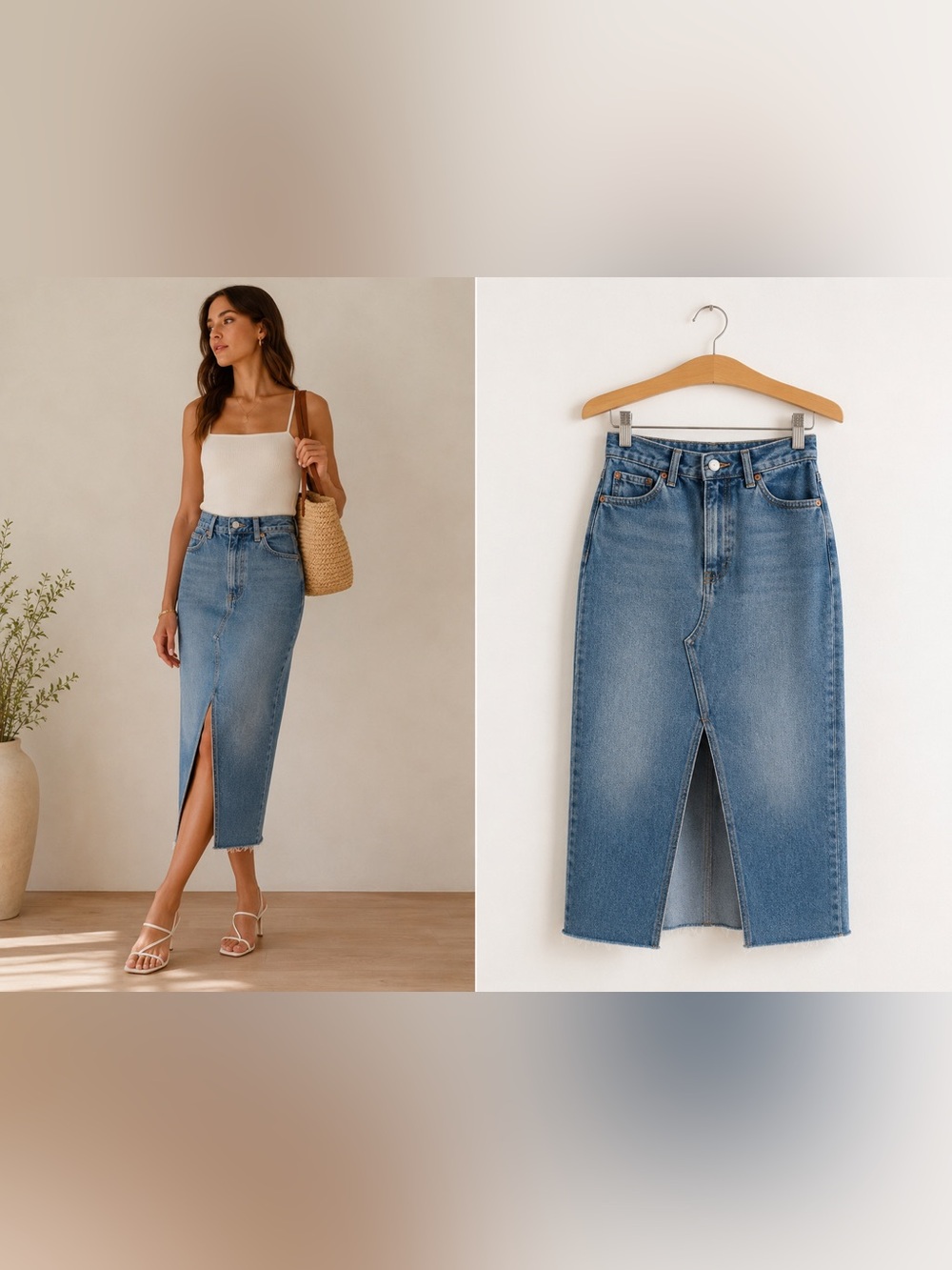 NWT! Reformation Nila Long Denim Midi Skirt Blue Center Slit Regenerative Sz 29